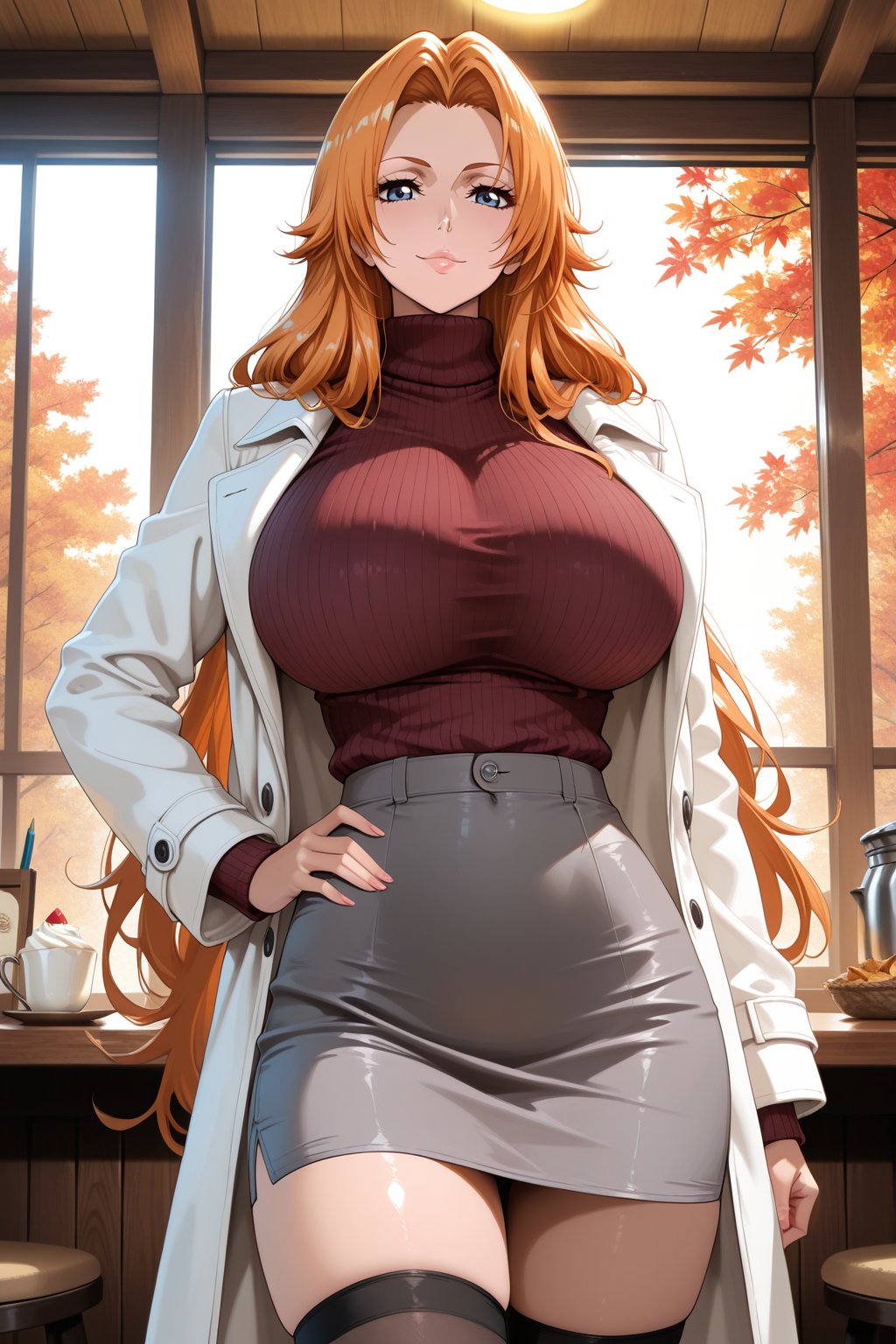 Rangiku in an autumn cafe setting